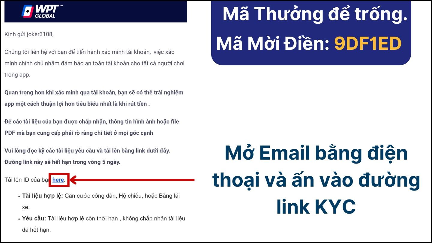 Mở đường link KYC tài khoản WPT